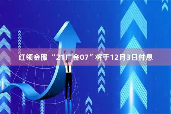 红领金服 “21广金07”将于12月3日付息