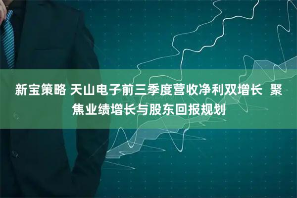 新宝策略 天山电子前三季度营收净利双增长 聚焦业绩增长与股东回报规划